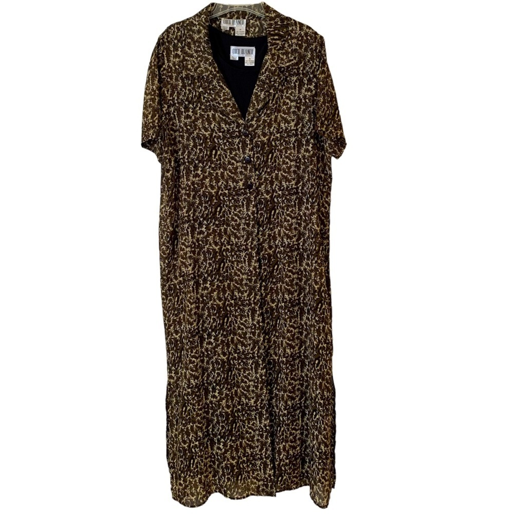 Coco Bianco | 16 | 2 Piece Jacket Dress, Black Shift Tie Back  & Cheetah Print